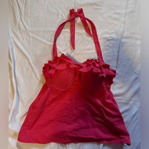 Lane Bryant Women’s red swim frilly halter top size 40B/38C/36D